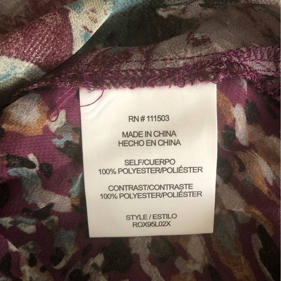 Anthropologie Fig & Flower Mixed Media Floral Button Front Semi Sheer Boho Plus - Picture 13 of 16